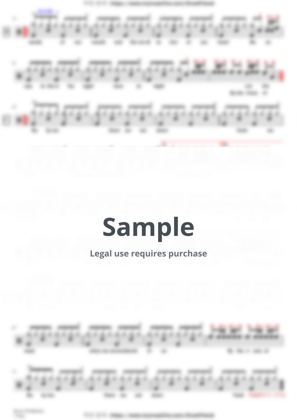 Boney M. - Rivers Of Babylon (보기좋은2장악보/손 순서 기재/가사 기재) by 드럼친구