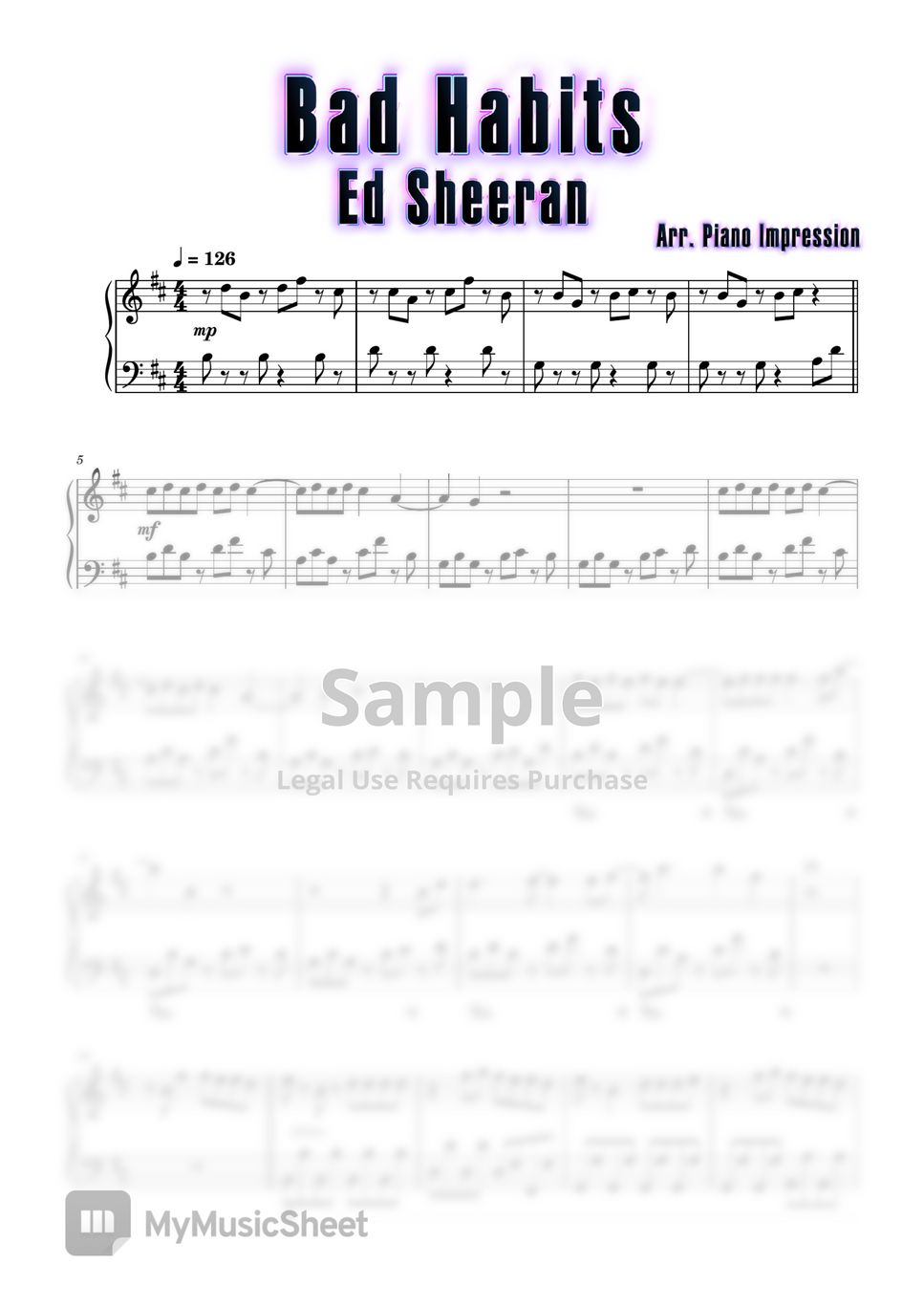 Ed Sheeran - Bad Habits by Piano Impression