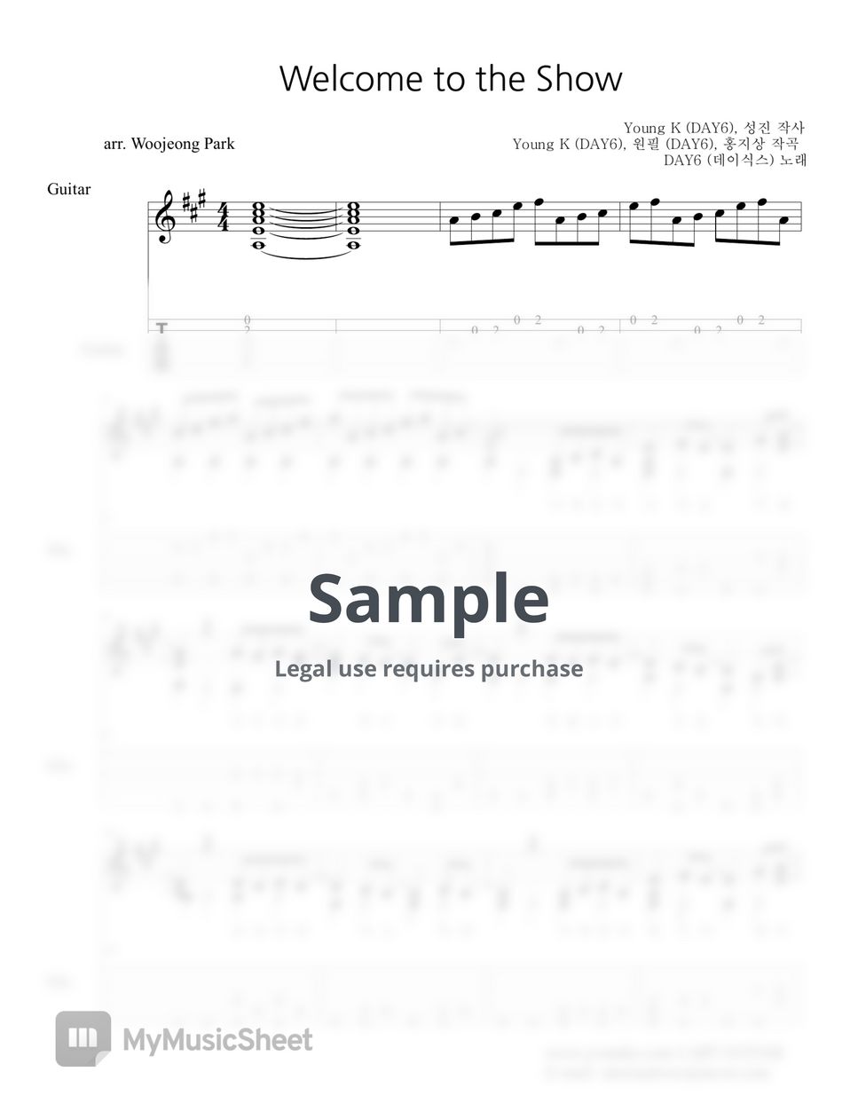 DAY6 - Welcome to the Show (GUITAR TAB) by Woojeong Park