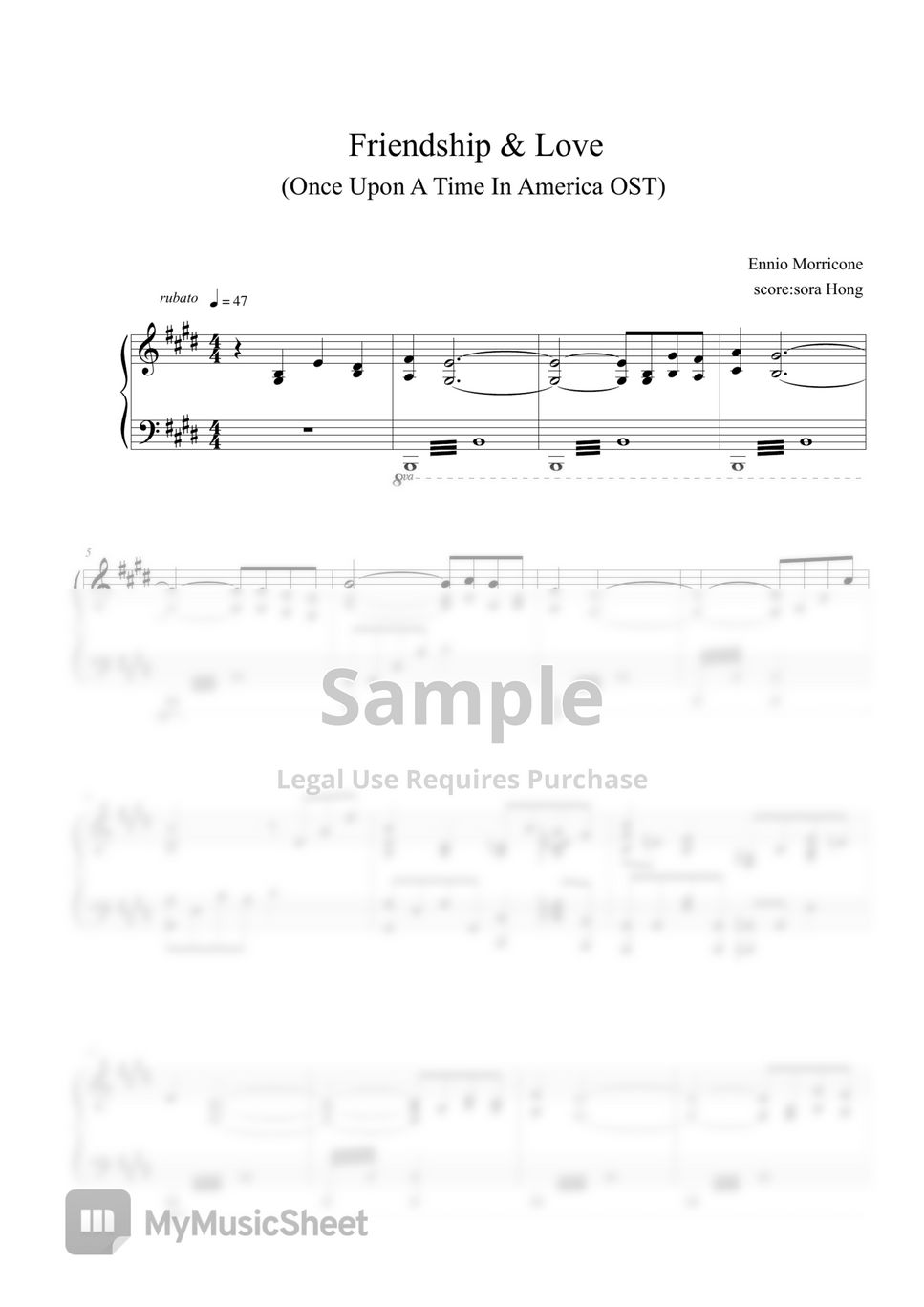 Once Upon a Time in America OST Friendship and Love Sheets by sora Hong