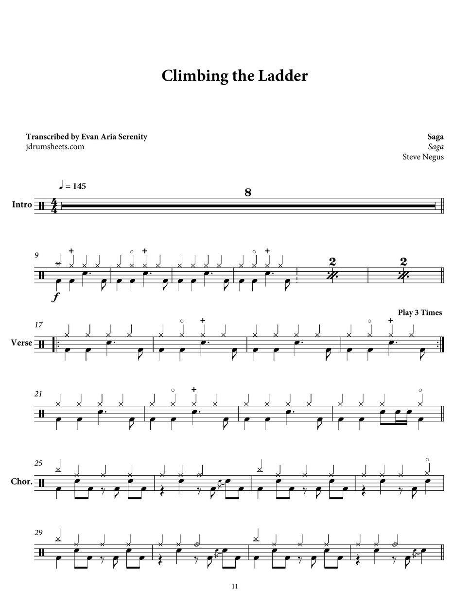 Saga - Climbing the Ladder by Jaslow Drum Sheets