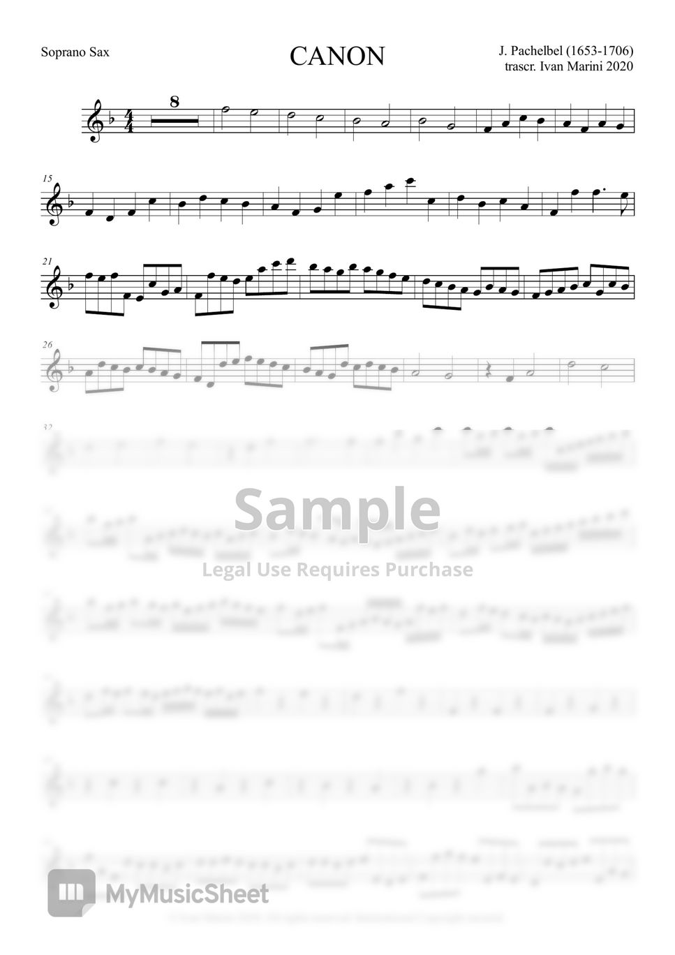CANON by Pachelbel - Saxophone Quartet by Ivan Marini