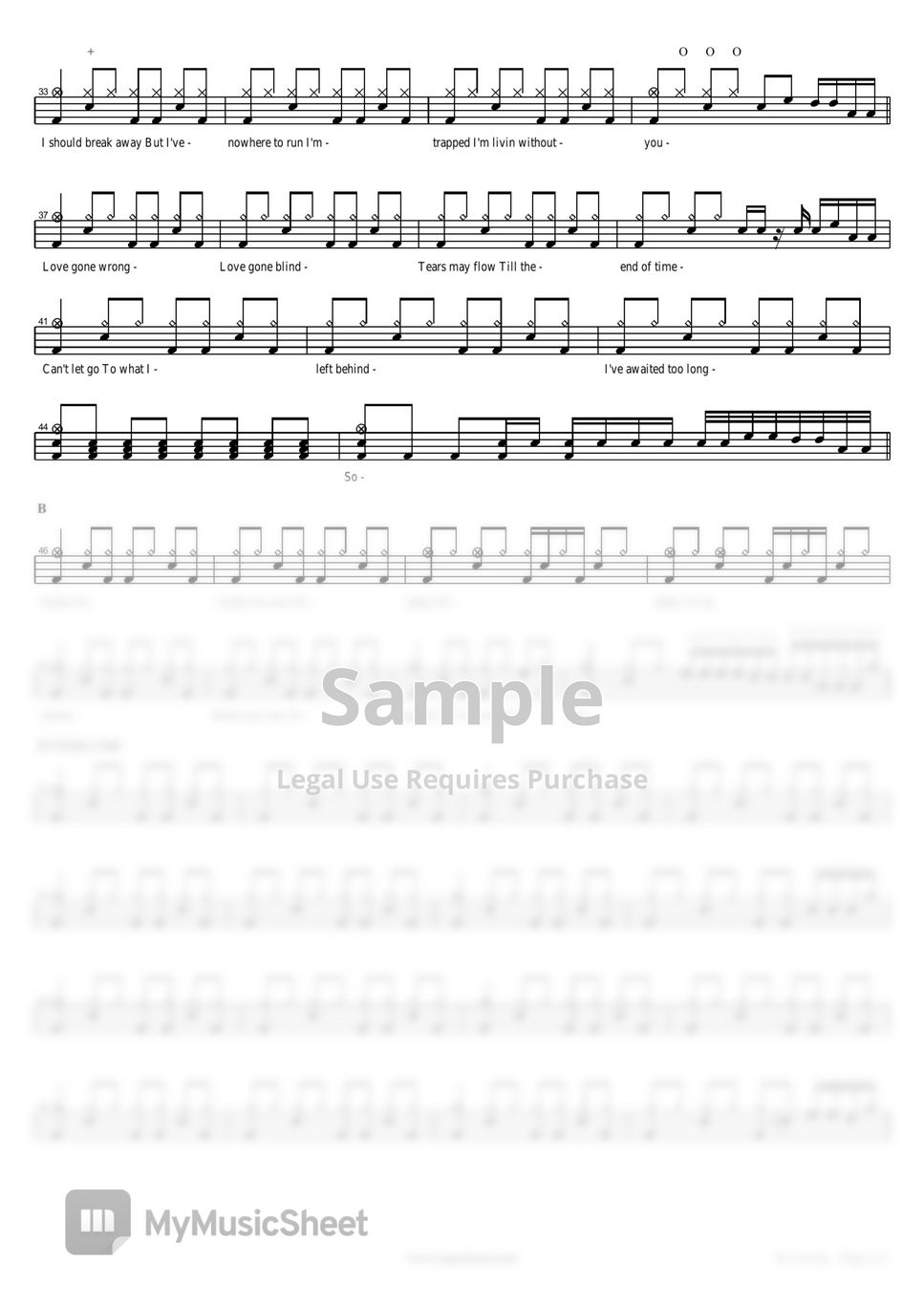 Loudness - So Lonely 楽譜 by COPYDRUM