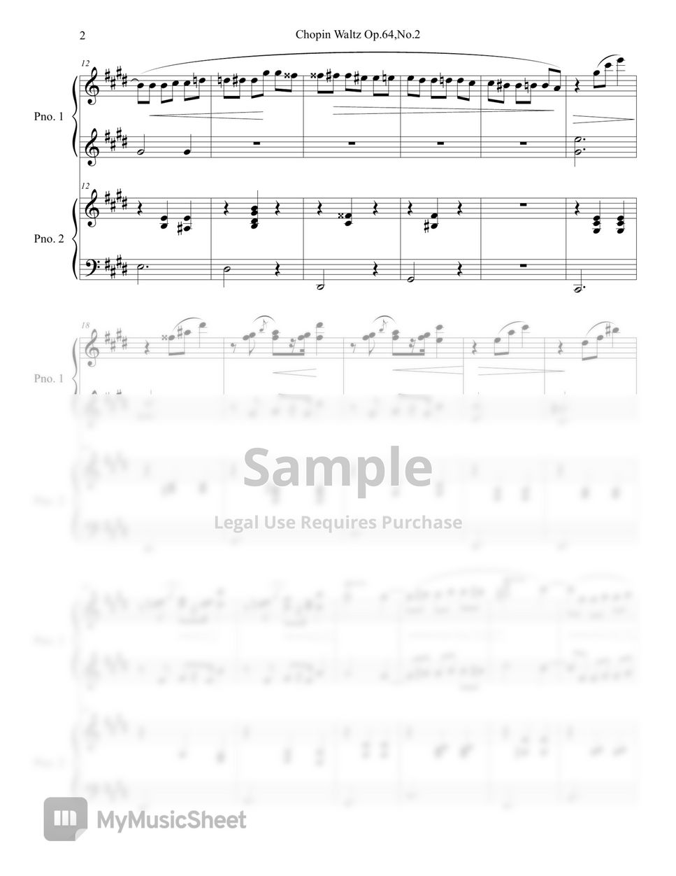 Chopin Waltz 4hands Sheets