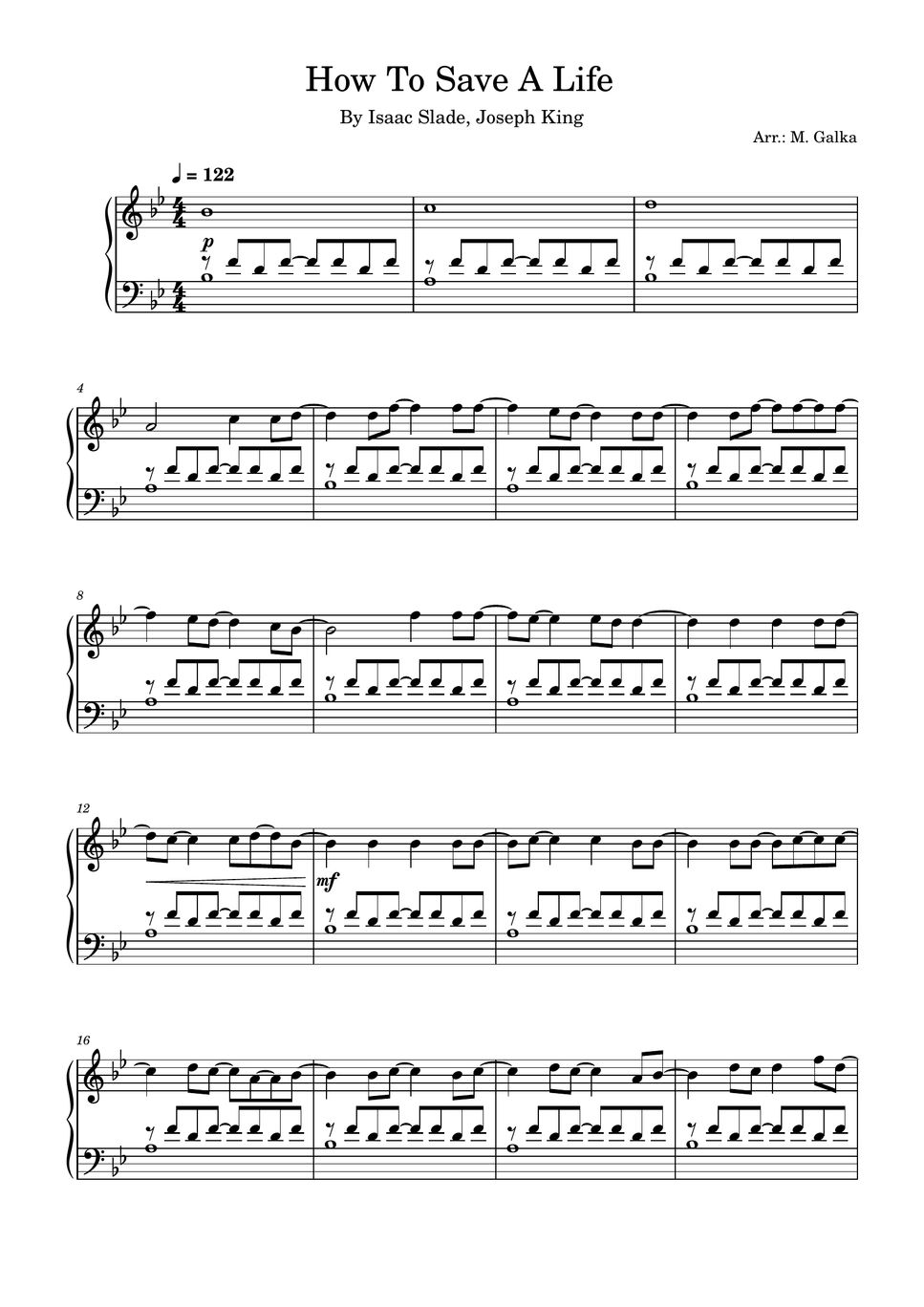 The fray how to save a life sheet by m galka
