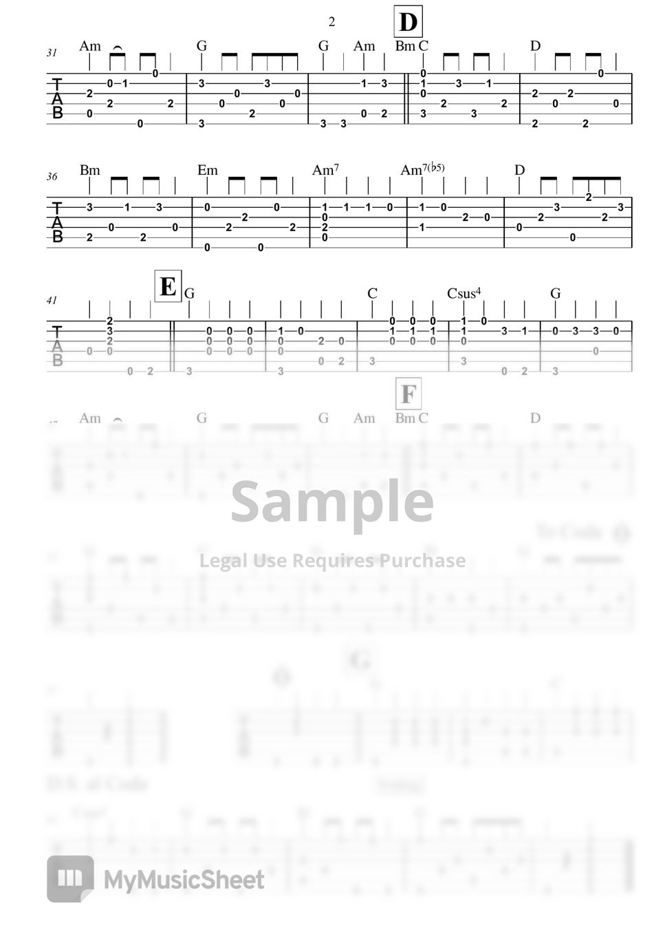Carpenters Top of The World Fingerstyle Guitar 악보 by Arithaj Lk