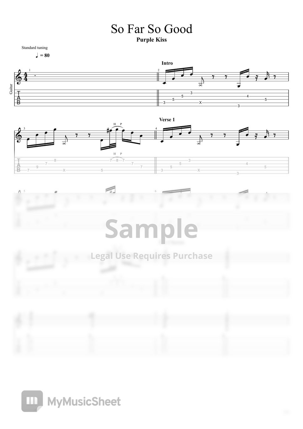 PURPLE KISS So Far So Good Tab Lembaran Musik Pertama By Rob Ethereal