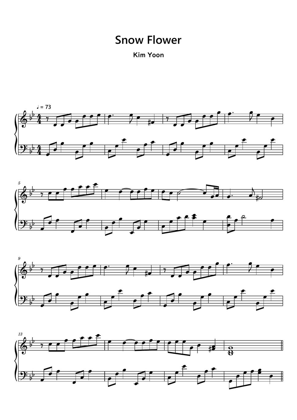 Kim Yoon Snow Flower (Sheet Music, MIDI,) نوتة by sayu