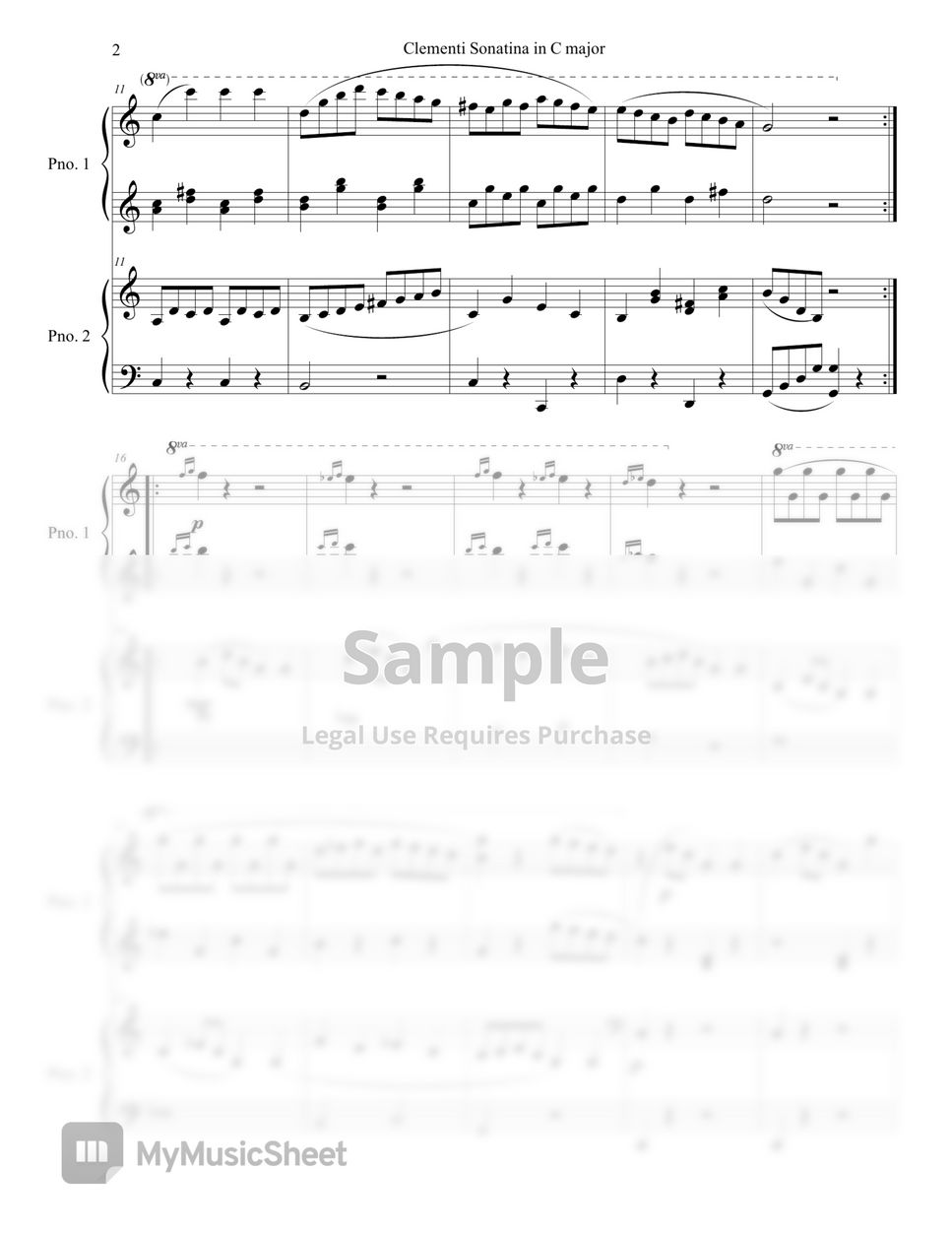 Clementi - Sonatina in C (4hands,duo) by Lisamusic