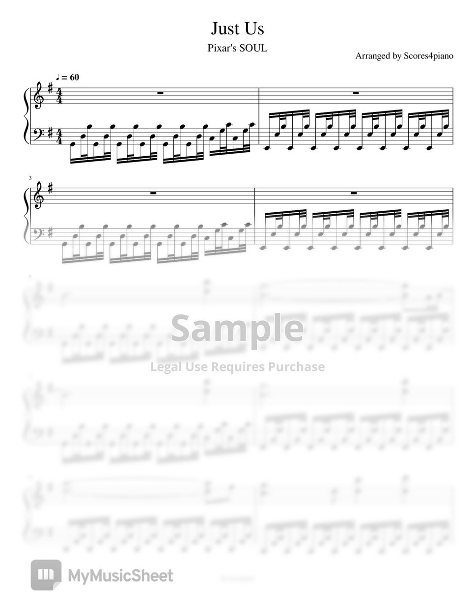 Pixar's SOUL - Just Us (Advanced) by Scores4piano