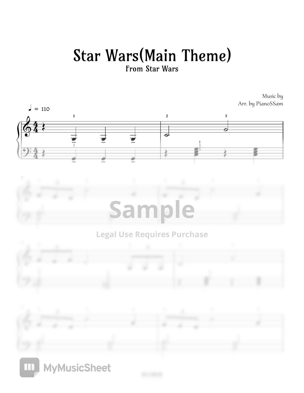 John Williams - [Easy] Star Wars Main Theme (Star Wars) by PianoSSam