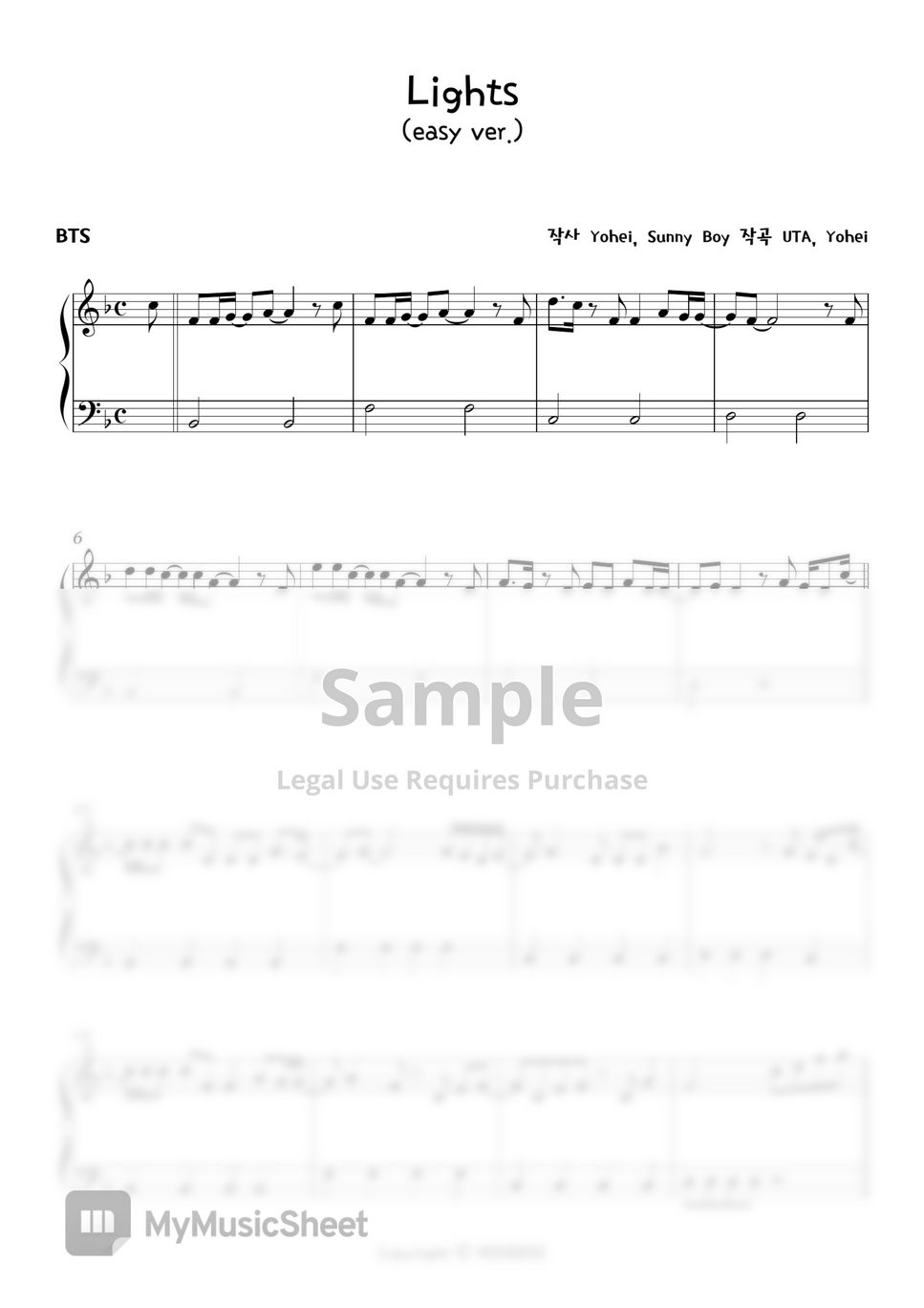BTS (방탄소년단) Lights [Easy Version] Sheets