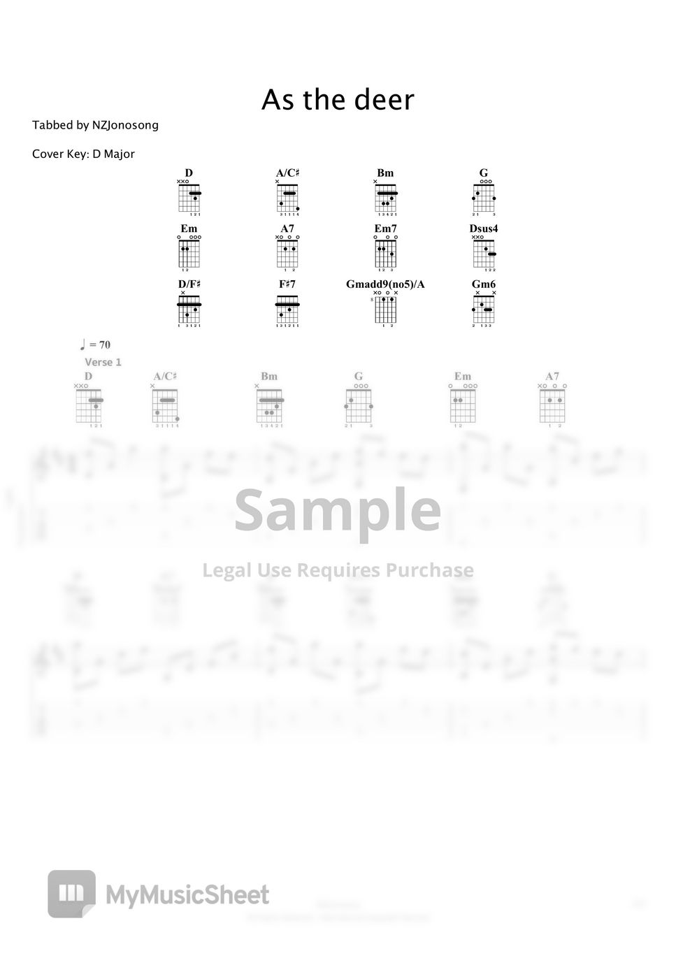 Gospel As the Deer (Fingerstyle) 악보 by NZJonosong