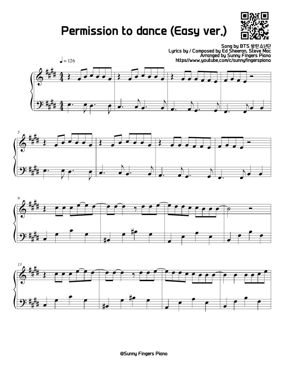 防弾少年団(BTS) - BTS PIANO SHEET MUSIC  楽譜 For Youth – BTS Sheet Music for Piano (Solo) | MuseScore.com