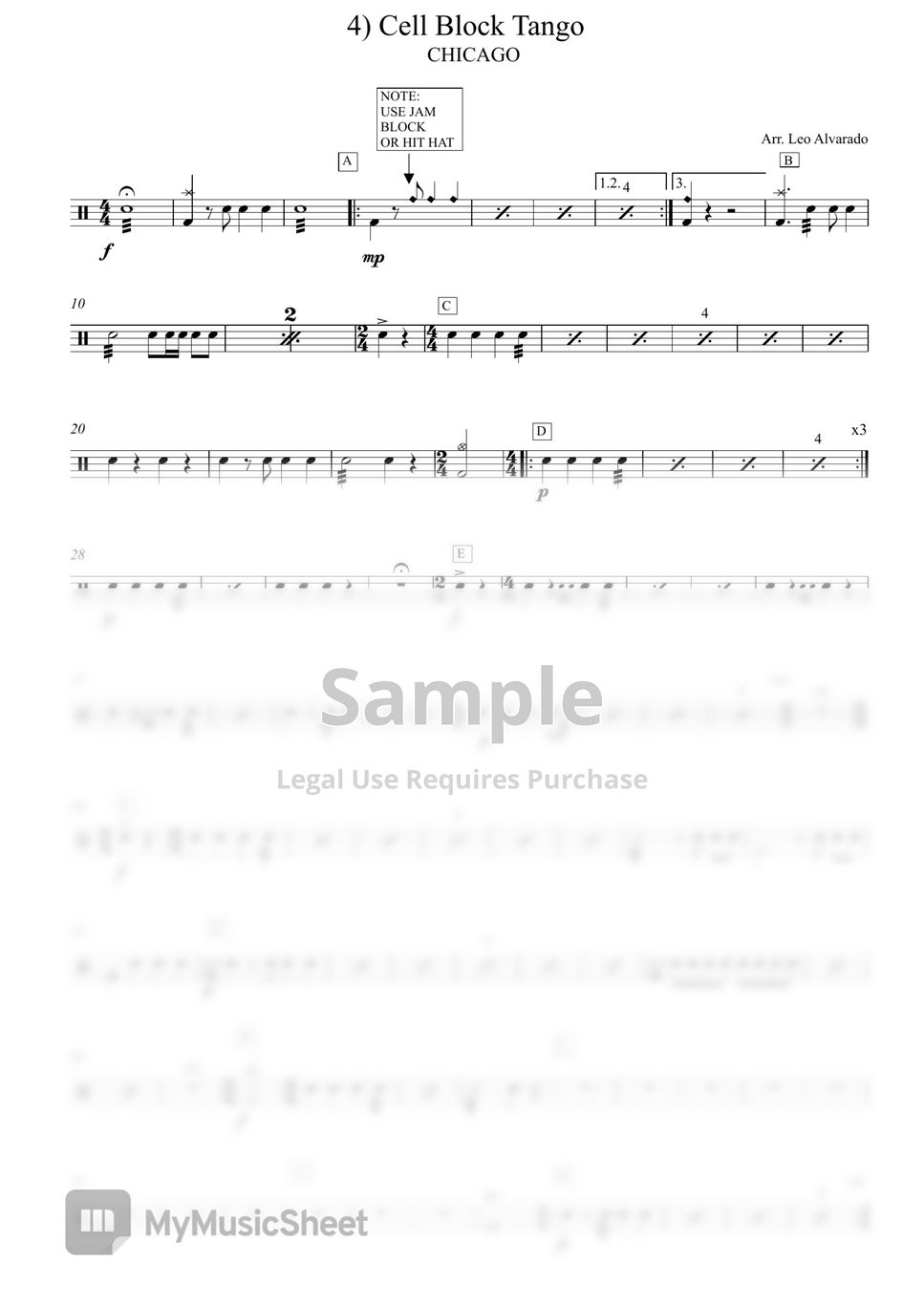 John Kander - Cell Block Tango (CHICAGO MUSICAL) by Drum Transcription: Leo Alvarado