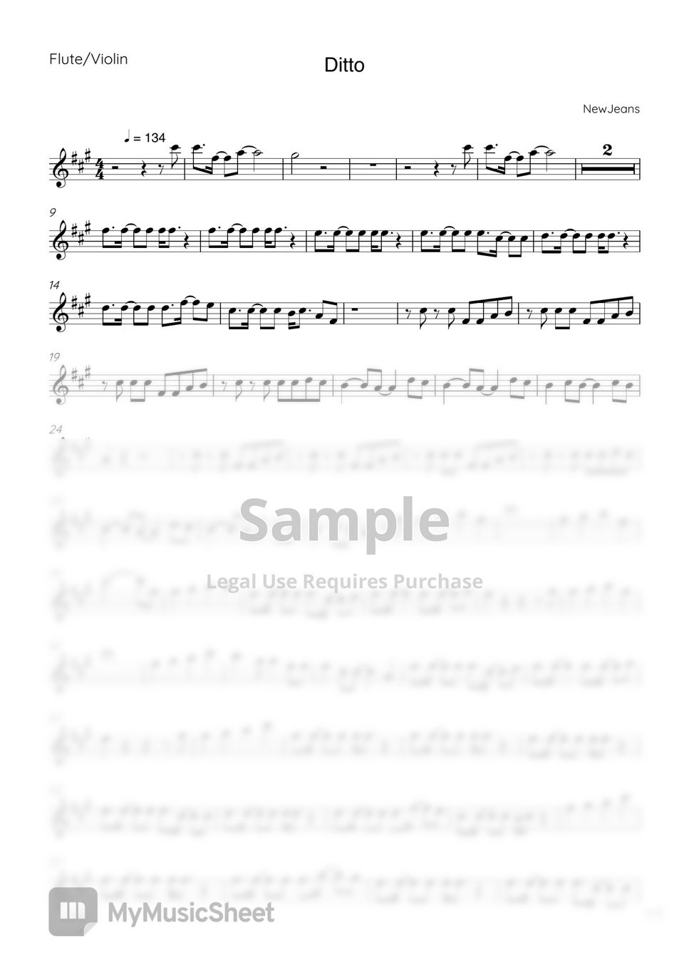 Ditto – NewJeans Ditto cover Sheet music for Violin (Solo