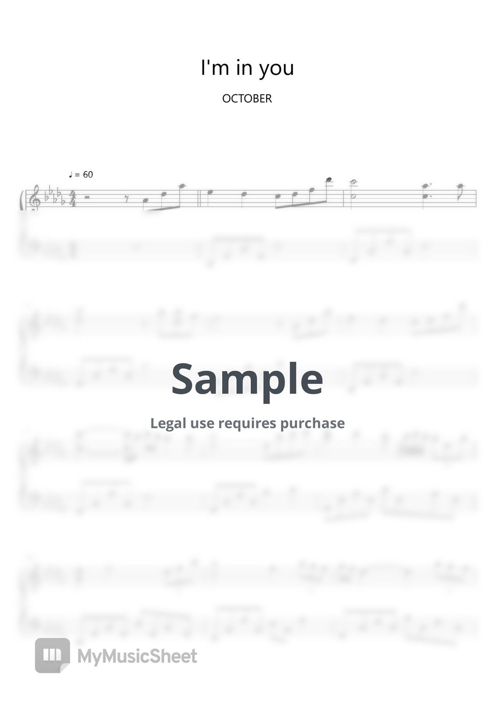 악토버 (OCTOBER) - I'm in you (Sheet Music, MIDI,) Sheets by sayu