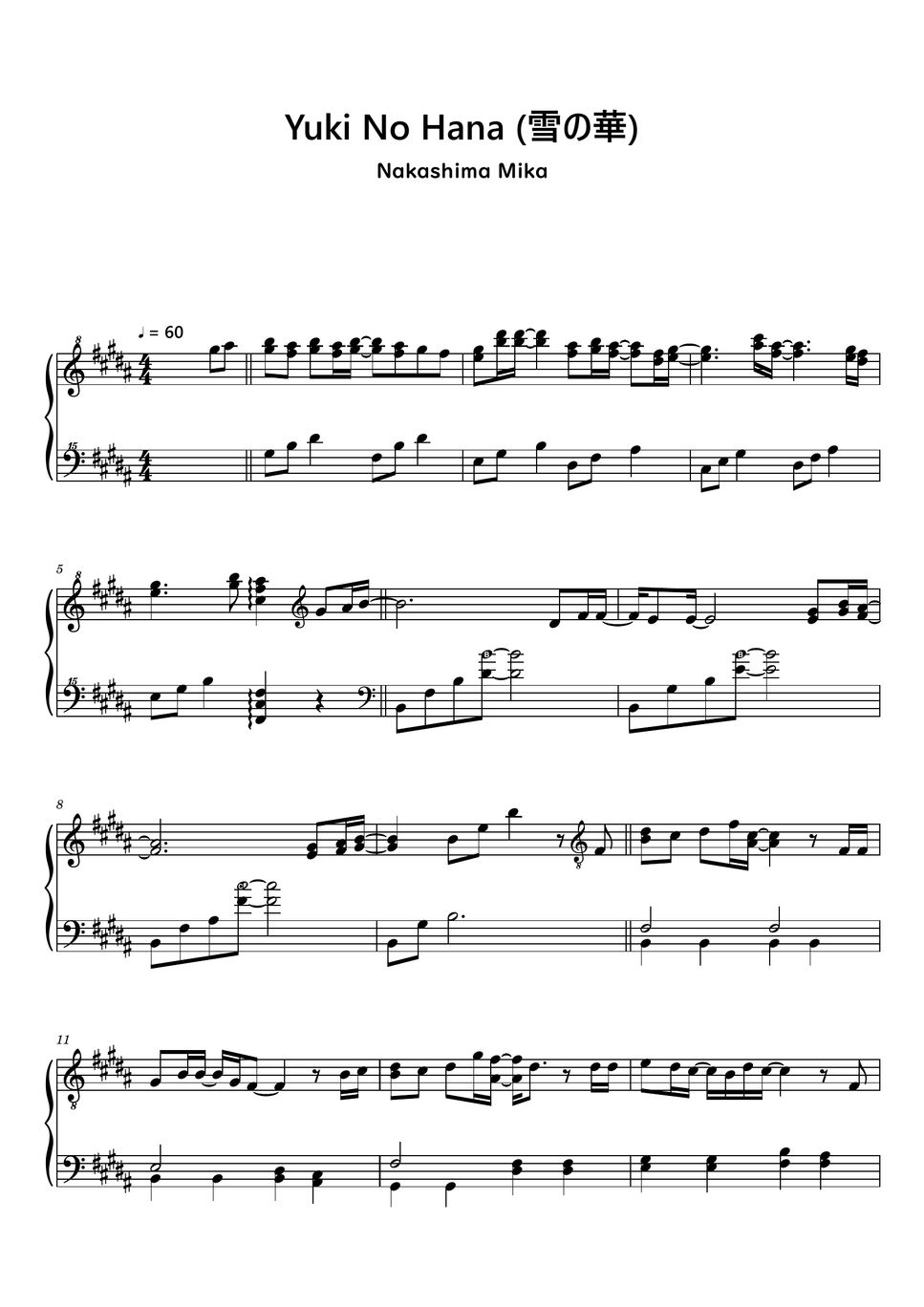 Nakashima mika yuki no hana sheet music midi sheets by sayu