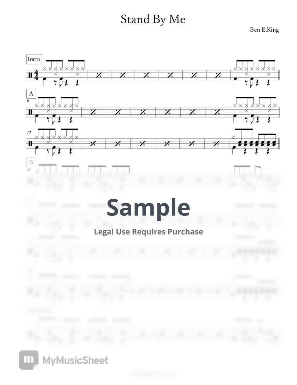 Ben E.King Stand By Me 악보 by Arkadia Drums
