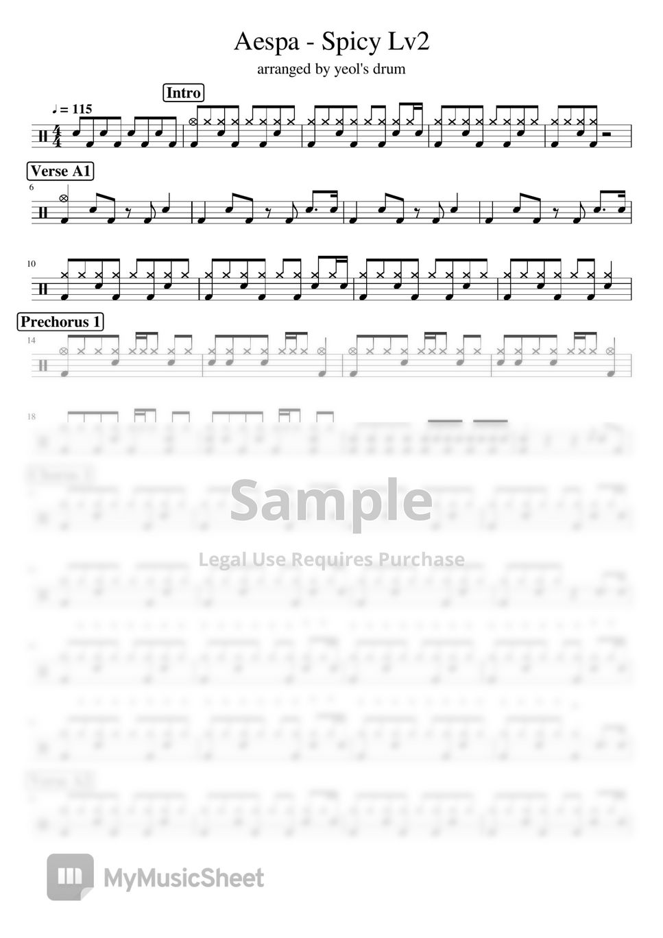 aespa - Spicy (Lv2) Sheets by yeols drum