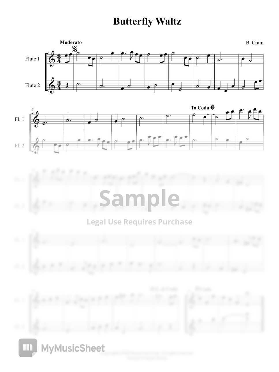 B. Crain - Butterfly Waltz(버터플라이 왈츠, 플루트 듀엣, Flute Duet) (플룻 듀엣) by 바론아트