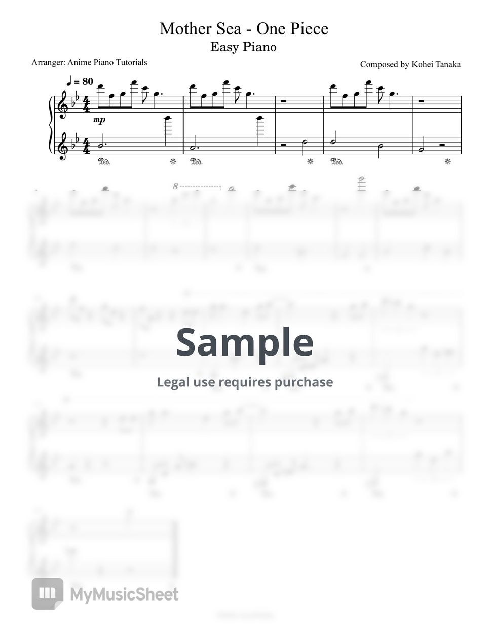 Mother Sea One Piece Ost Mother Sea Sheets By Anime Piano Tutorials 1159