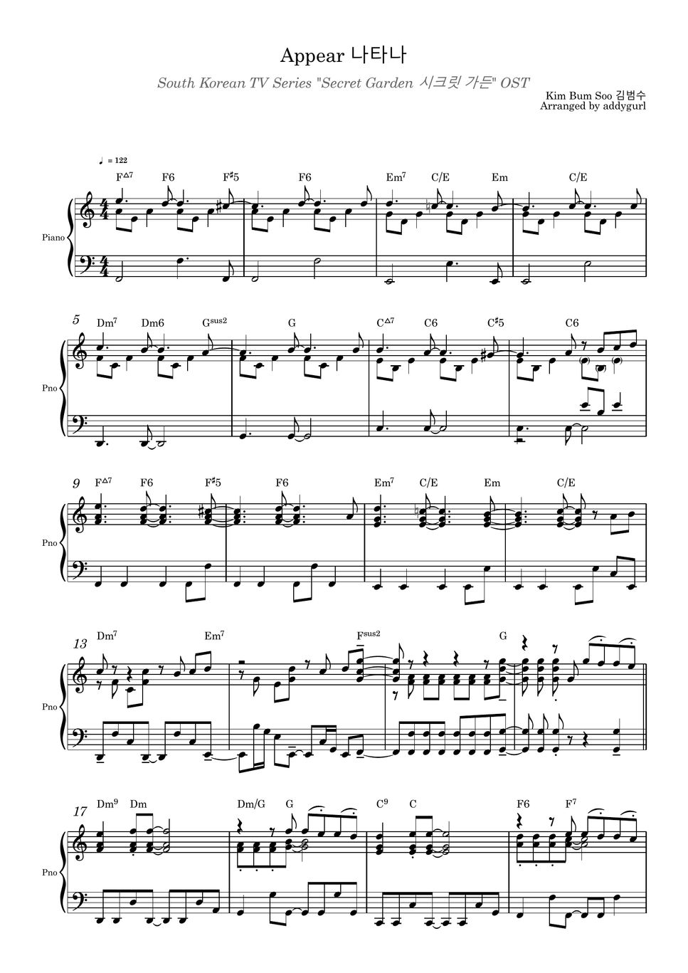 Kim Bum Soo - Appear - Secret Garden OST Sheets by addygurl