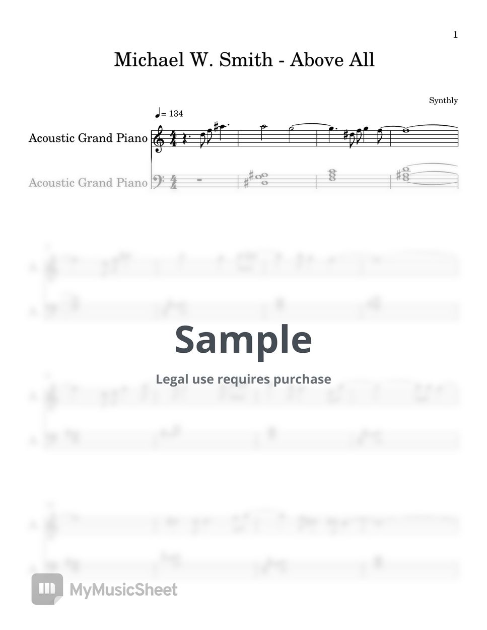 Michael W. Smith - Above All (EASY PIANO SHEET) Sheets by Synthly