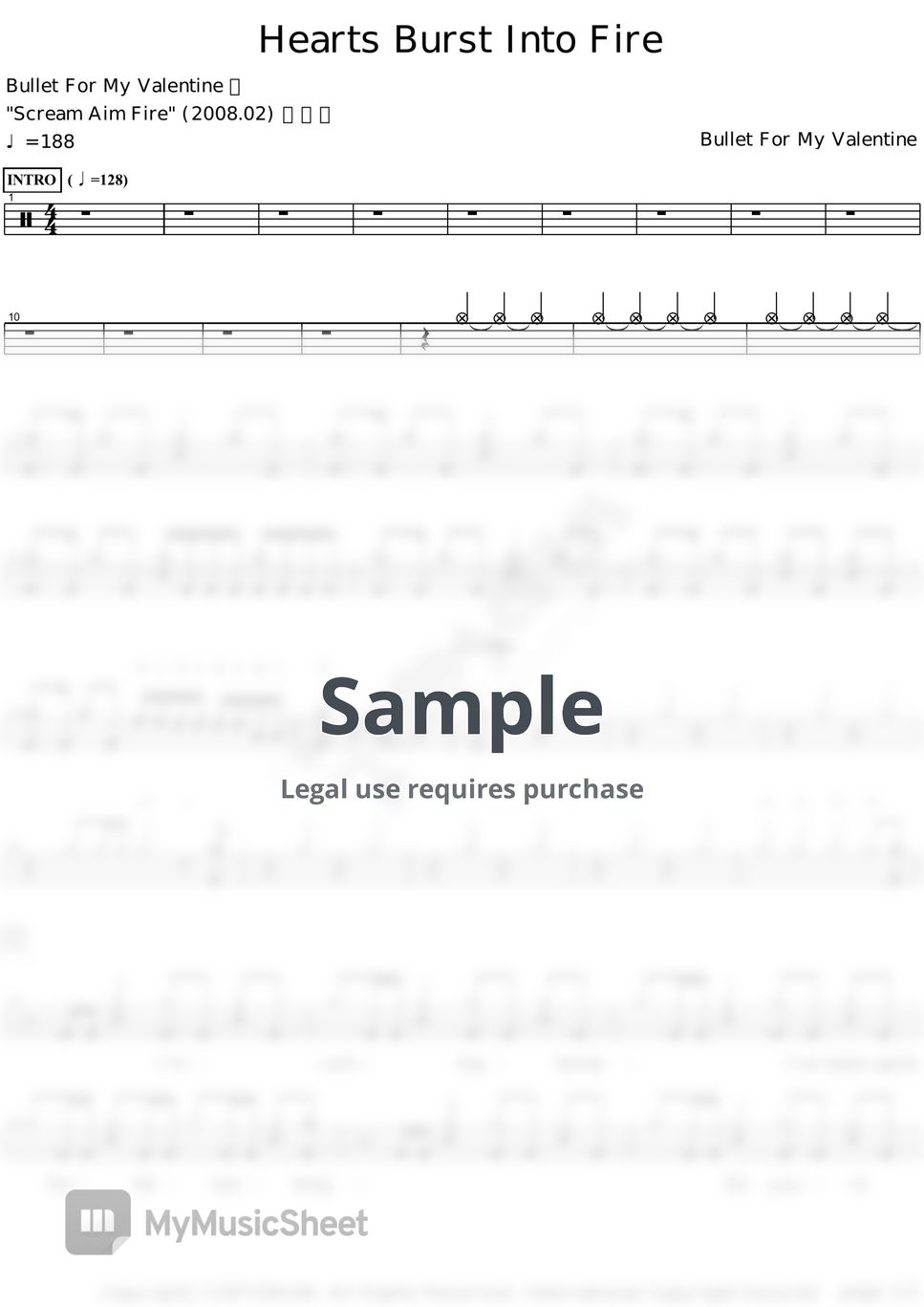 Bullet For My Valentine - Hearts Burst Into Fire Sheets by COPYDRUM