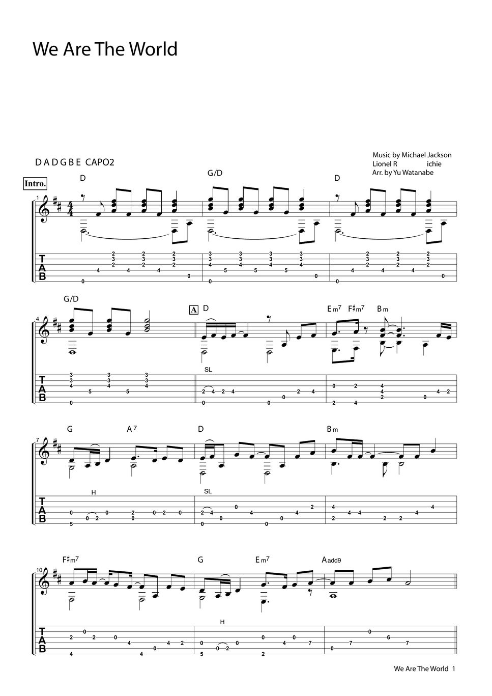 Michael Jackson - We Are The World 楽譜 by Yu Watanabe