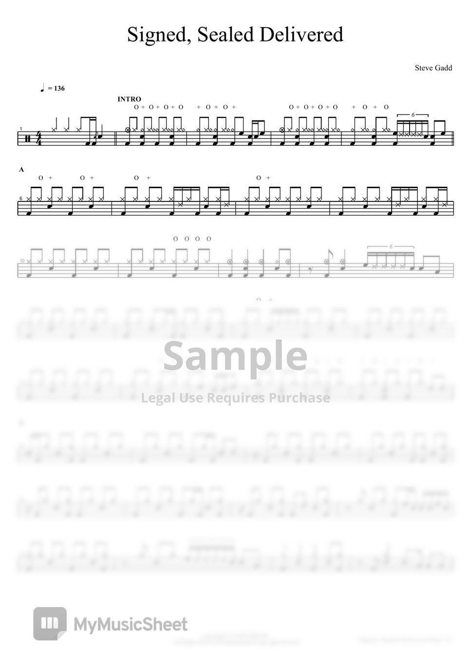 Steve Gadd - Signed, Sealed Delivered 악보 By COPYDRUM