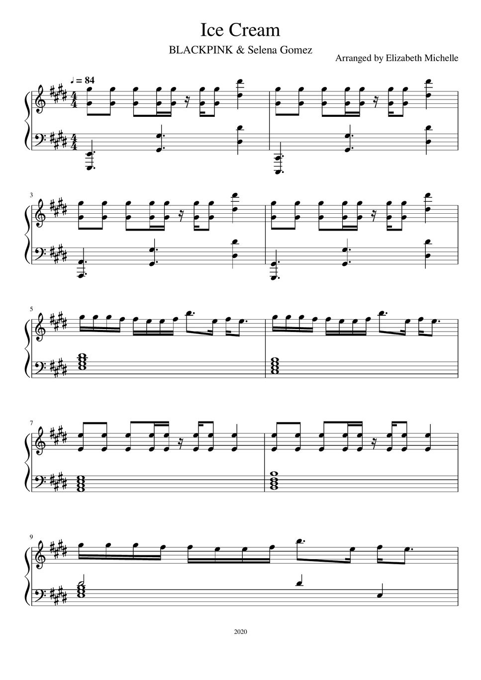 BLACKPINK & Selena Gomez Ice Cream (Piano Sheet) Sheets by Elizabeth