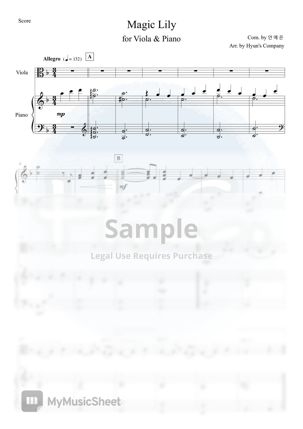 안예은 - 상사화 for Viola & Piano by Hyun's Company
