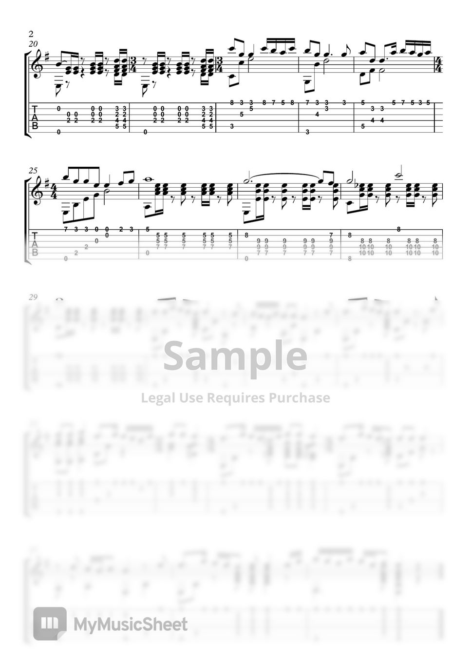 Michael Land Monkey island (Classical guitar/Guitar cover) Tab + 1staff by Tuvi_guitar