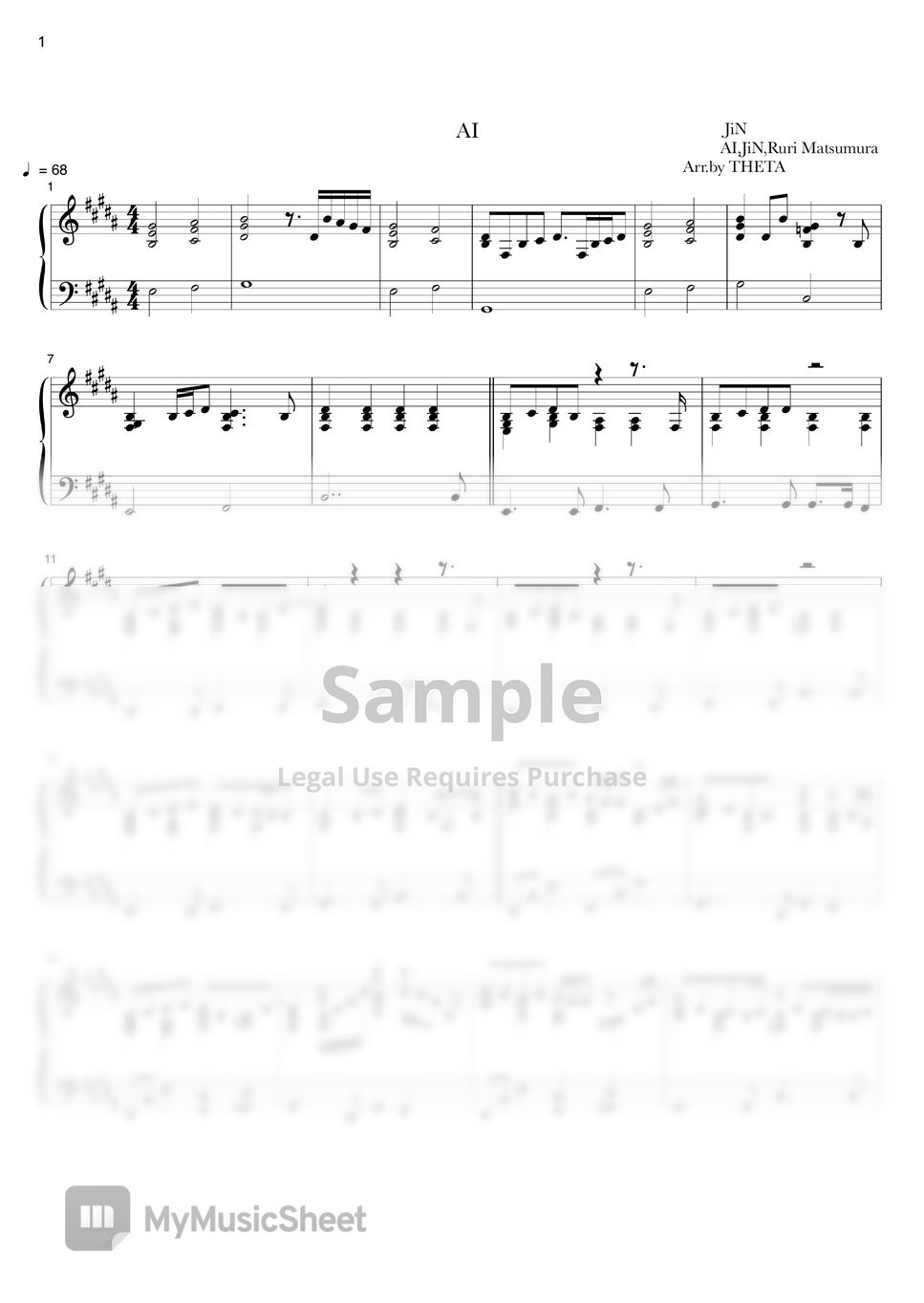 AI Bokura wo matsu basho Sheets by THETA PIANO