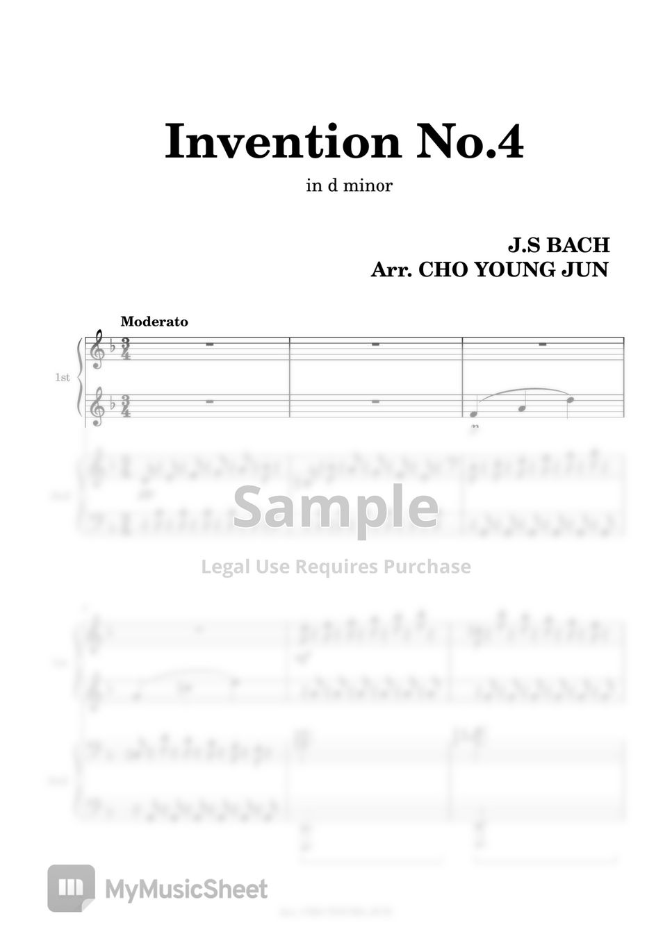 J.S Bach - J.S Bach Invention No.4 (J.S Bach Invention No.4 for 1Piano4Hands) by CHO YOUNG JUN