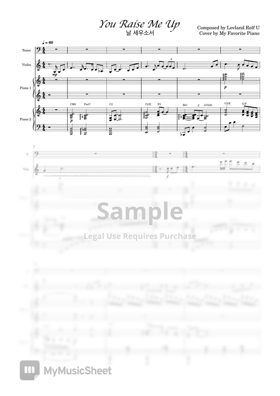 R lovland you raise me up ensemble ver sheets by my favorite piano