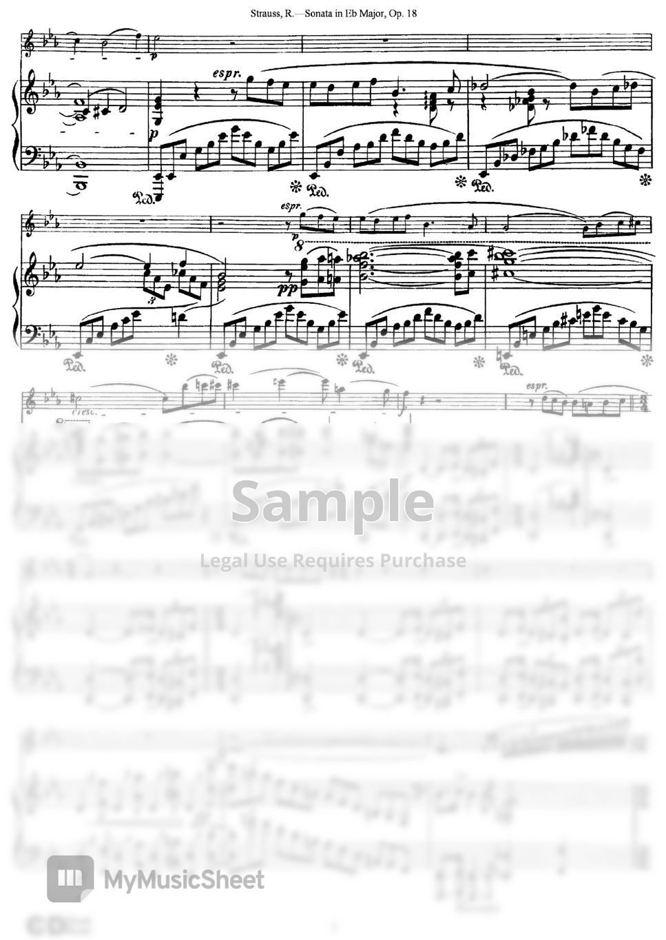 R.Strauss Violin Sonata in E flat major, Op.18 Sheets by Original Sheet