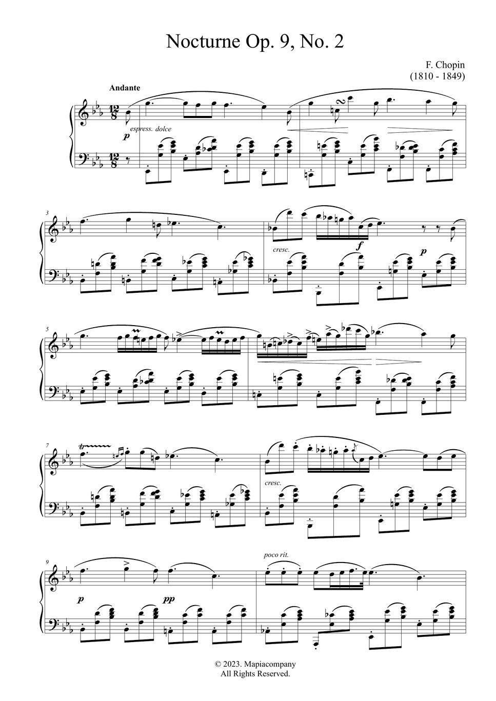 F Chopin Chopin Nocturne Op 9 No 2 piano sheet music free Sheet by