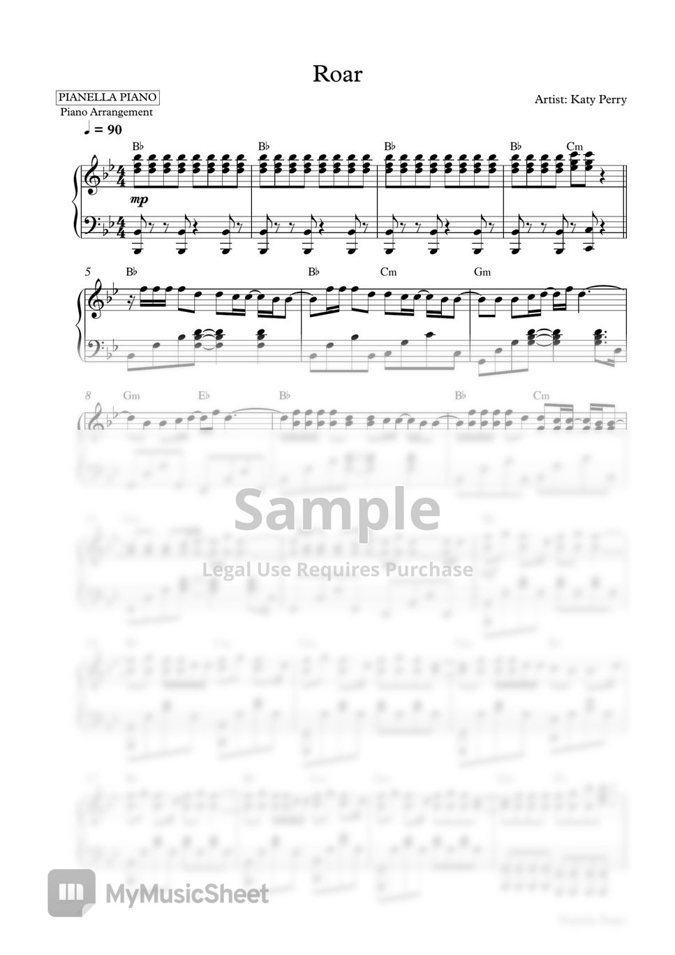 Katy Perry - Roar (Piano Sheet) by Pianella Piano