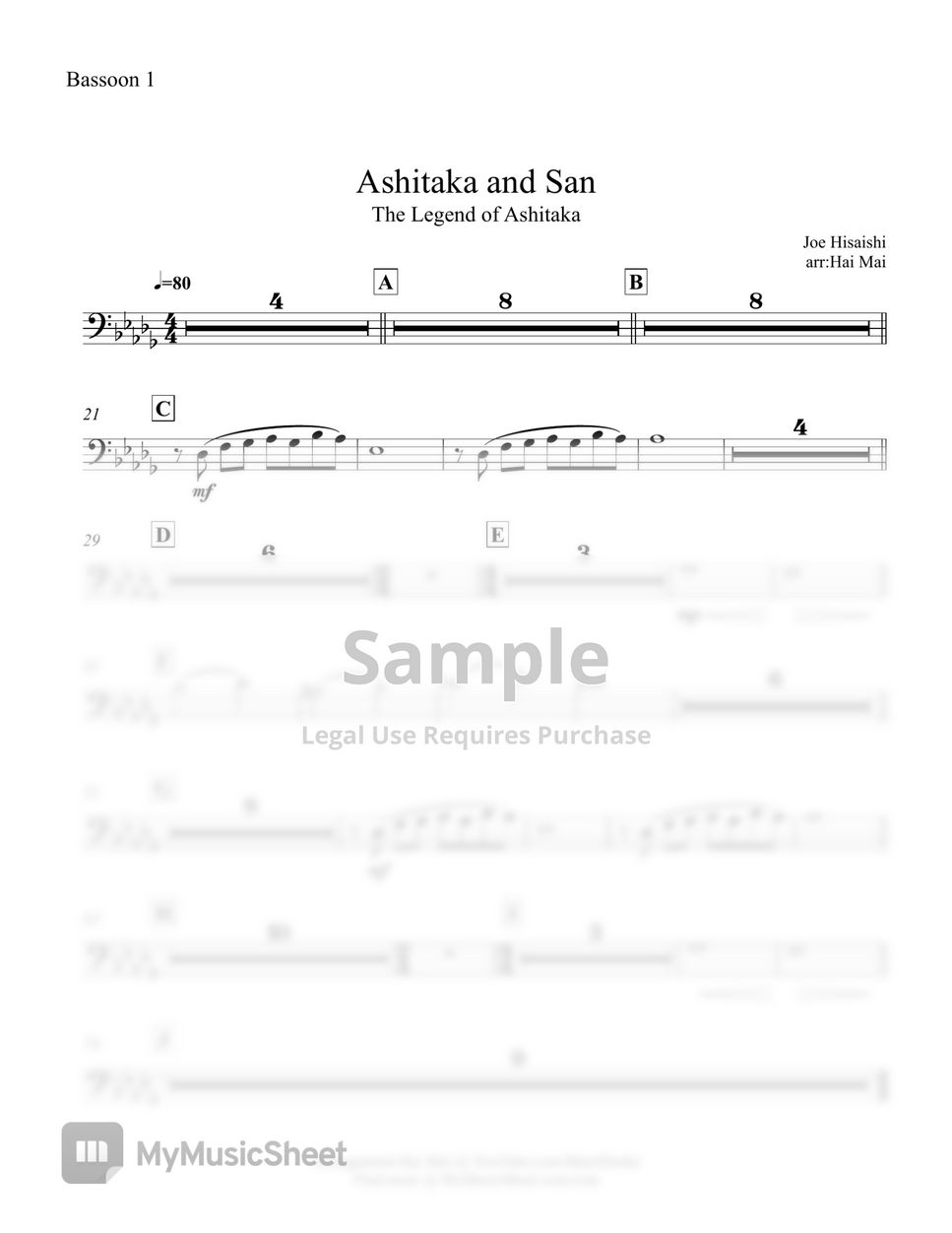 Joe Hisaishi - Ashitaka and San for Orchestra - Set of Part by Hai Mai