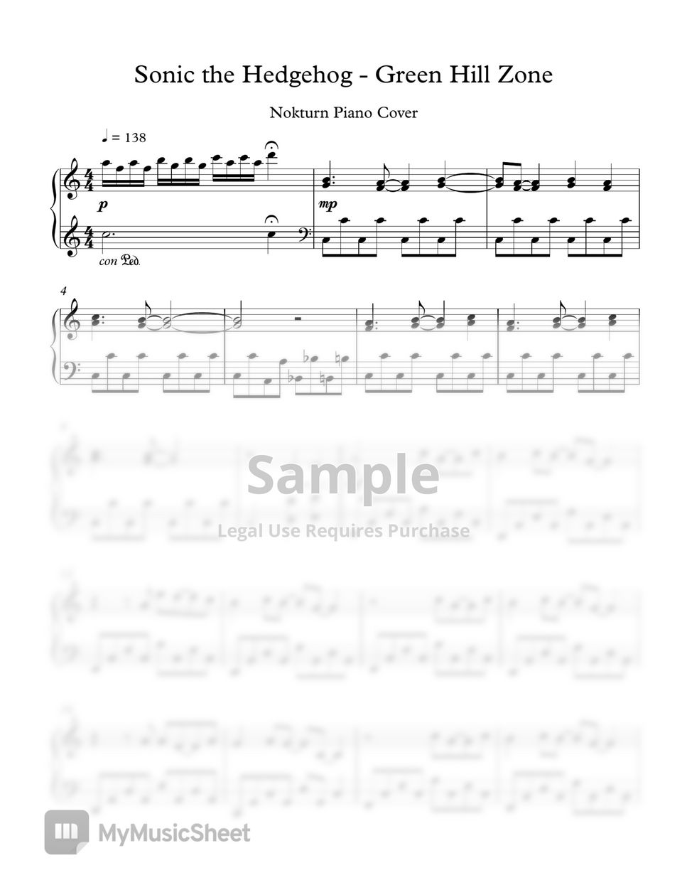 Sonic the Hedgehog - Green Hill Zone Sheet music for Piano, Violin