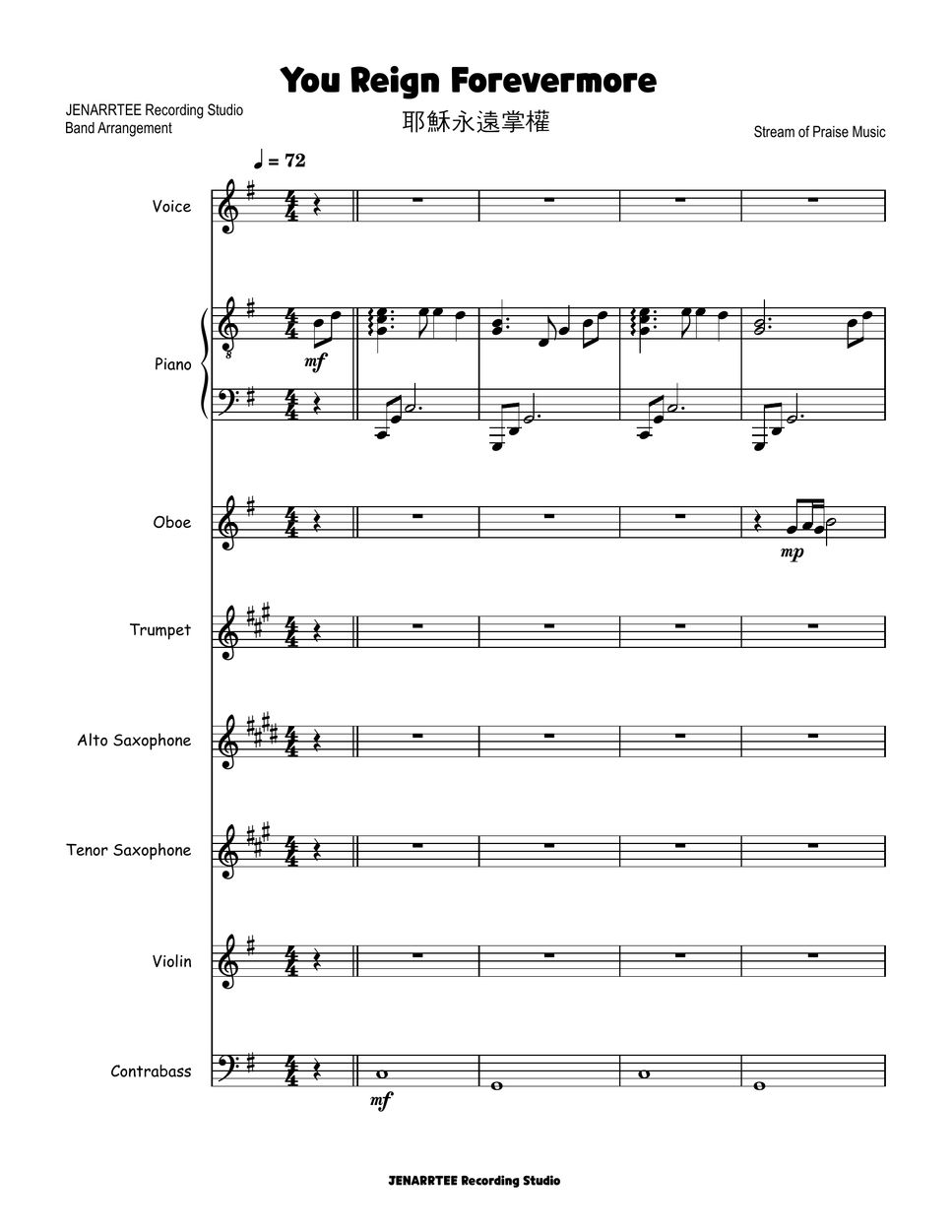 Stream of praise music you reign forevermore band arrangement by