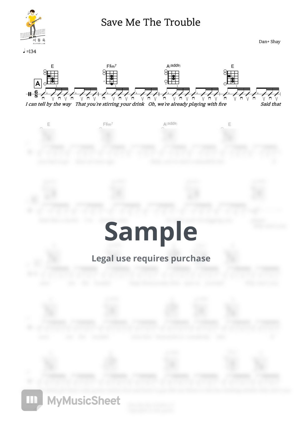 Dan Shay Save Me The Trouble Guitar Tab Sheets By 서동욱 