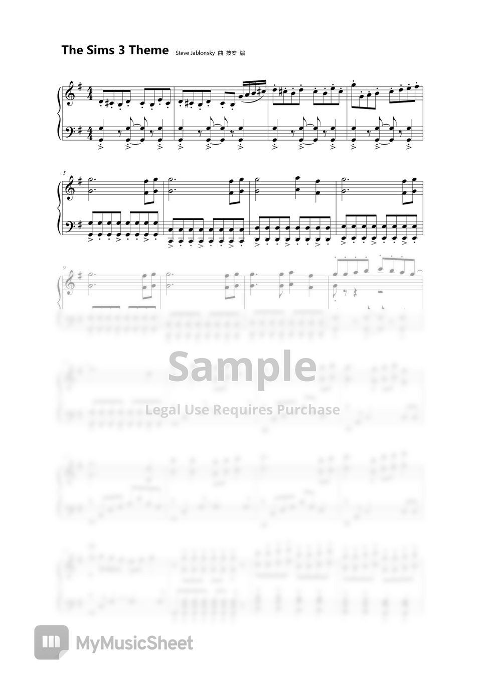 Steve jablonsky the sims 3 theme spartito by keyond leung