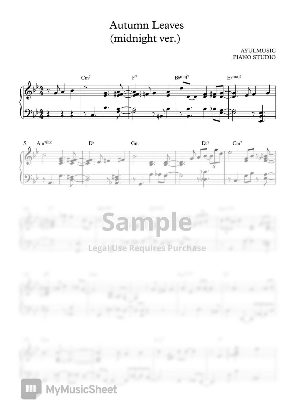 Joseph Kosma - Autumn Leaves (Midnight ver. (medium level)) by AYULMUSIC PIANO STUDIO
