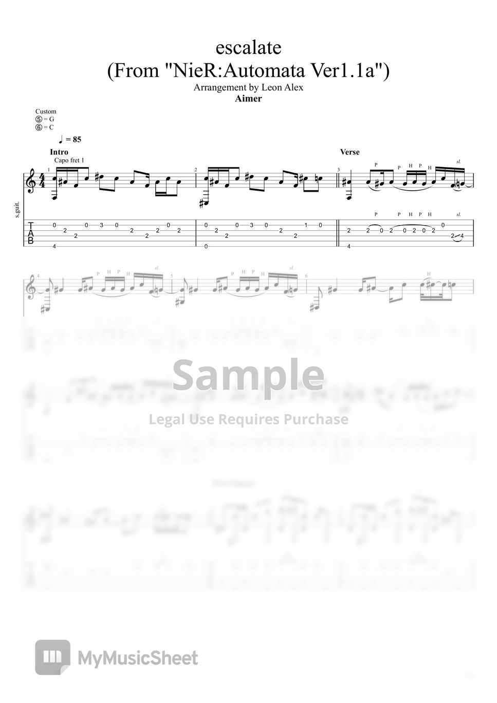 Aimer escalate from nier automata ver1 1a sheets by leon alex