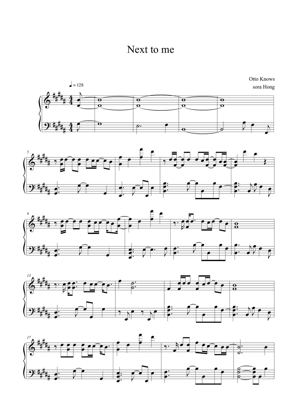 Otto Knows Next to Me Partitura by sora Hong