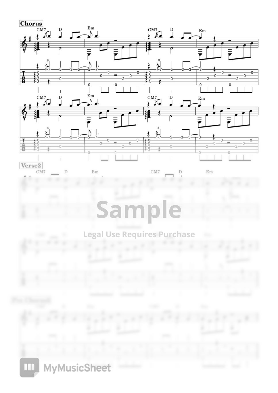 Lana Del Rey Say Yes To Heaven (Fingerstyle) Tab + 1staff by Yuta Ueno