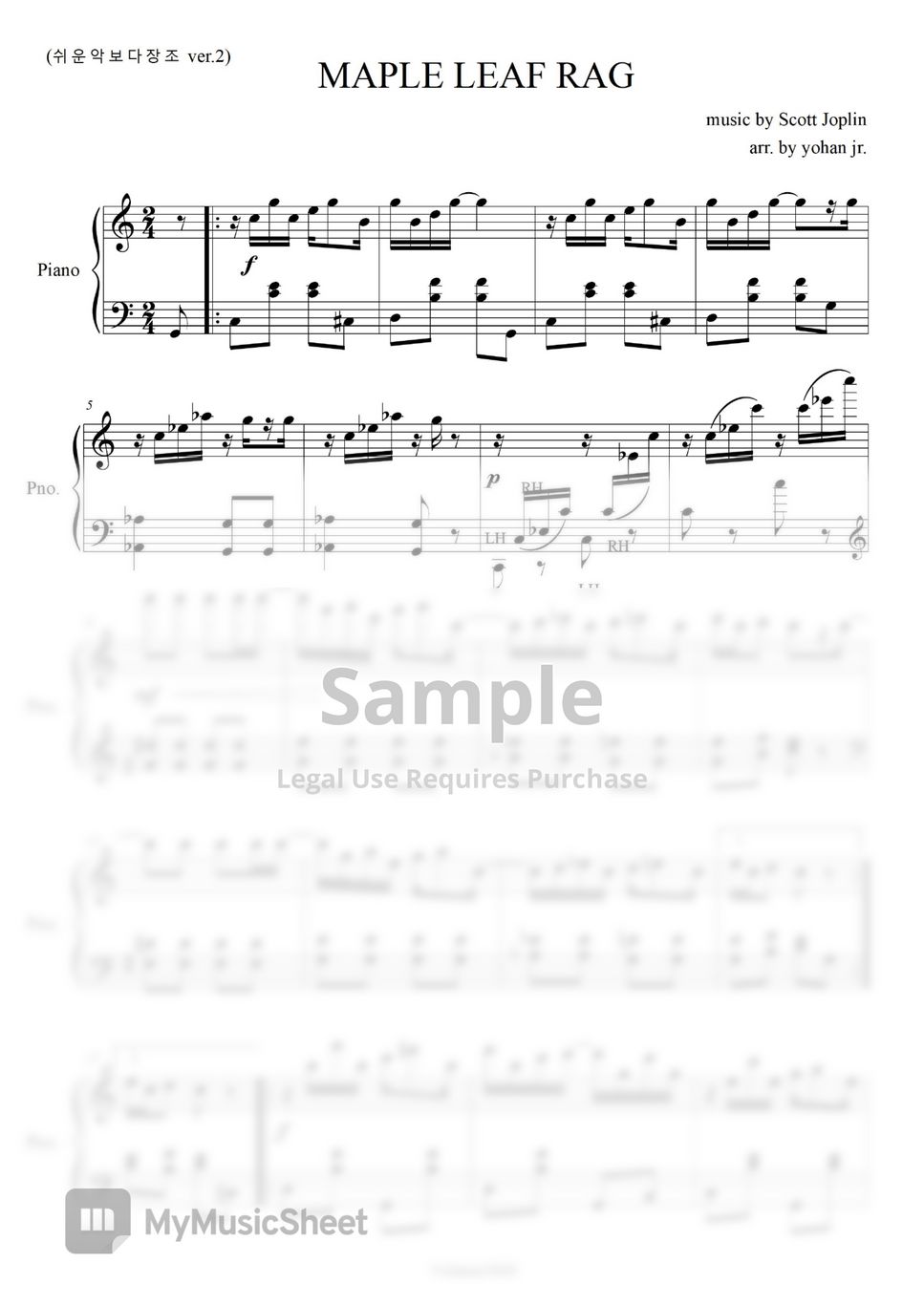 Scott joplin maple leaf rag ver 2 sheets by classic2020